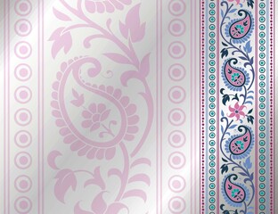 wedding card design, traditional paisley floral pattern , royal India	
