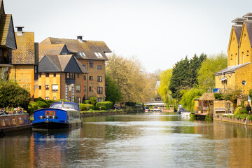 Ware, Hertfordshire, 15th of April 2022: Boats in town