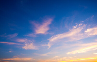 Sunset sky with pink clouds