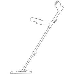Modern metal detector, metal probe. Metal detector for jewellery, treasure hunt sketch drawing, contour lines drawn magnetic detector