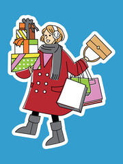 プレゼントを持つ女性のイラスト