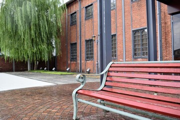 舞鶴、赤煉瓦パーク、煉瓦、レンガ、赤壁、ベンチ、椅子