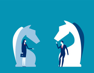 Obraz premium Business strategy and planning. Business chess horse vector illustration