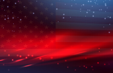 Composition of flag of America with bright sparkling glitter