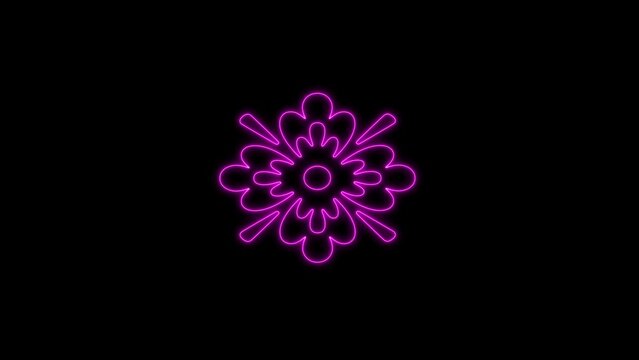 Glowing neon line flower shapes Flickering animation.