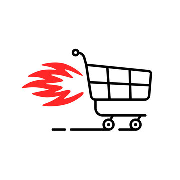 hot sale icon like shopping trolley with flame
