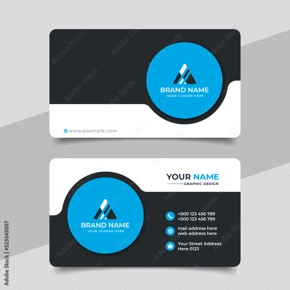 Wall mural blue modern creative business card and name card horizontal simple clean template vector design