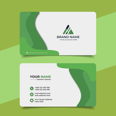 Green modern creative business card and name card horizontal simple clean template vector design