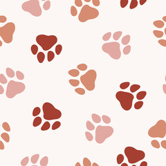 Seamless pattern with colorful dog paws