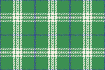 Plaid background, check seamless pattern in green. Vector fabric texture for textile print, wrapping paper, gift card or wallpaper.