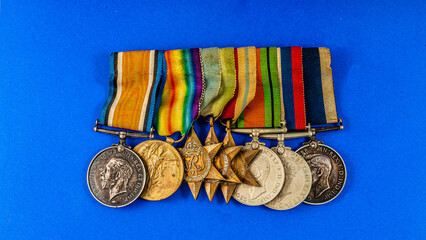 A lifetime group of 8 British war medals won by a veteran of the Royal Navy during World Wars I and...