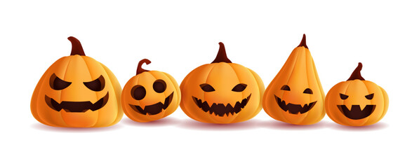 Design of realistic pumpkins with faces for halloween