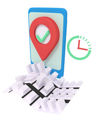 3d rendering of fast delivery location in phone