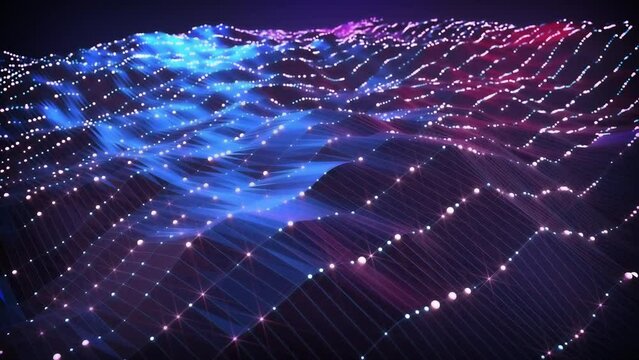 4k particle landscape background smal white grid metaverse cyber