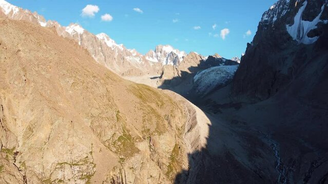 Belogorka valley in Chuy Region in Kyrgyzstan. Green valley in mountains.