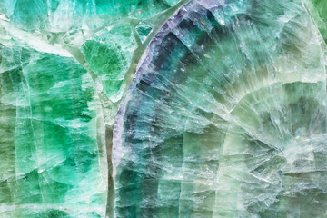 Green Fluorite precious stone. Fantastic semiprecious Italian green stone with purple, violate veins. Matt pattern for digital wall tiles and floor tiles as part of classic home interior. - obrazy, fototapety, plakaty