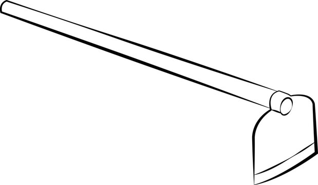 hoe doodle style line art sketch isolated in white background, farming tool