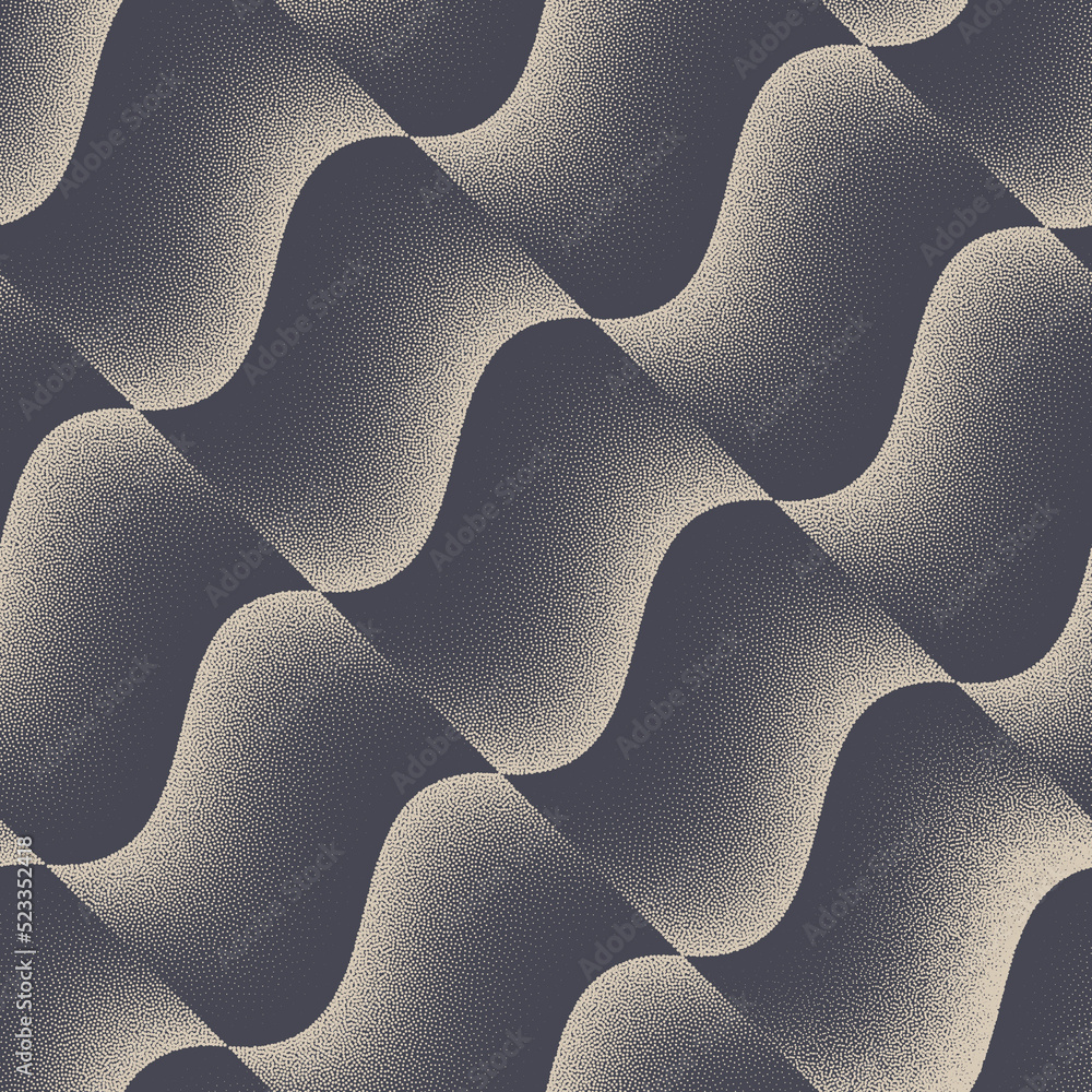 Aufkleber wavy checkered tilted structure stipple seamless pattern vector abstract background. modern cool tex