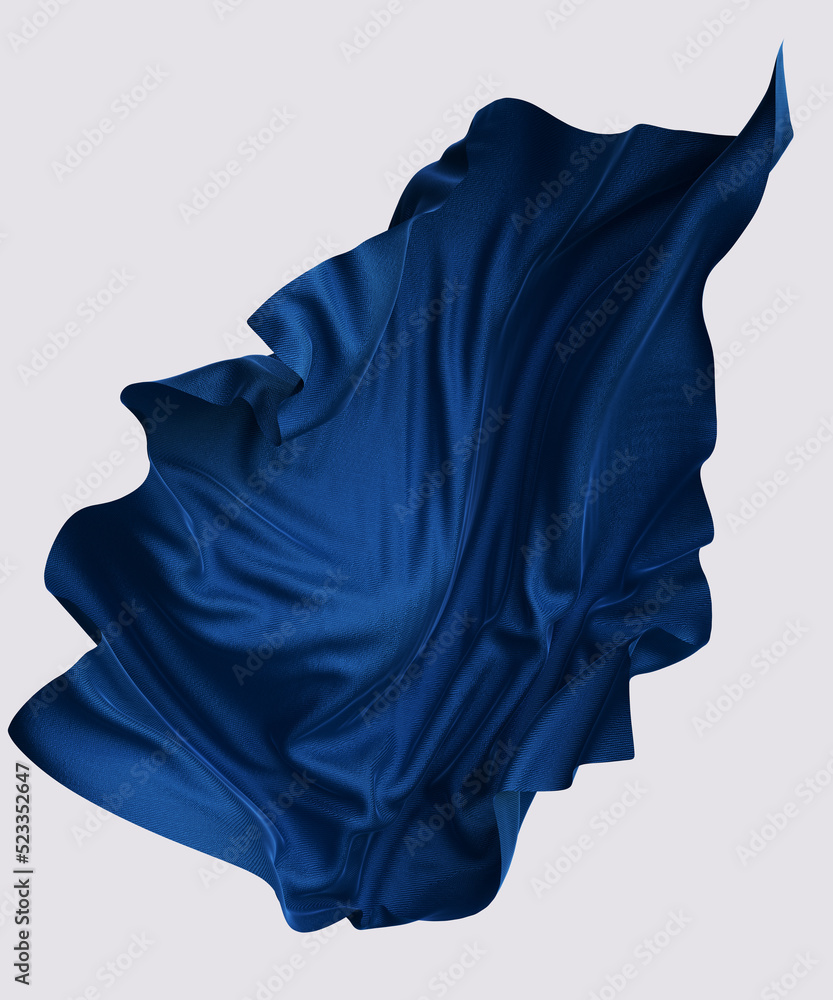 Poster cloth design element, isolated piece of flying fabric banner, elegant product display minimal backgr