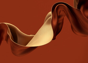 Flying fabric, dynamic cloth, abstract scarf movement 3d rendering