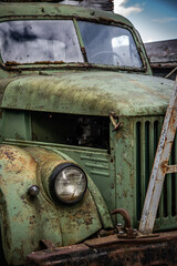 Fototapeta na wymiar Rat rod restored old vintage truck at the garage