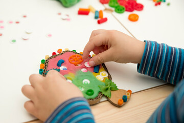 DIY toy for actively explore different materials. Tool for pre-school or nursery to supply sensory...