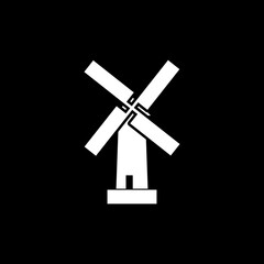 Obraz premium Windmill flat icon isolated on dark background