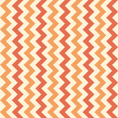Horizontal zigzags seamless pattern. Orange chevron textile, stripes wallpaper. Retro fashion background for book cover and greeting card