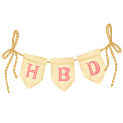 Watercolor flag happy birthday retro.