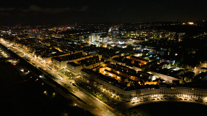 Fototapeta na wymiar Brighton on early evening showing some night light from above, Brighton, East Sussex, UK
