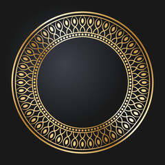 Beautiful round golden frame. Festive design. Gold border. Round frames vector.