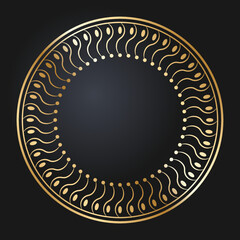 Beautiful round golden frame. Festive design. Gold border. Round frames vector.