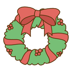 wreath merry christmas decoration, doodle pastel drawing, transparent png