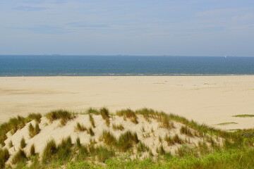 A sand dune at a beach in the north sea in Maasvlakte in the Netherlands