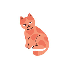 Cute kitten with orange spots. Vector illustration print with a domestic cat.