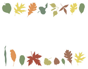 Autumn leaves frame on white. Vector outumn leaf border