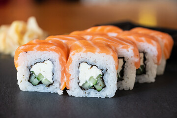 sushi rolls seafood restorant set