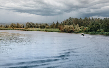 speed boat on the river