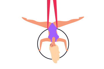 woman aerial hoop gymnastics exercise  vector illustration © tarikdiz