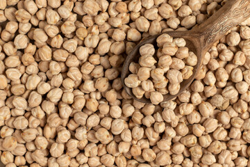 Organic chickpeas. Top view, close-up.