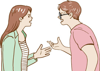 Fototapeta premium cartoon male and female couples have problems not understanding each other