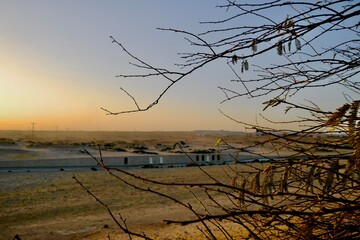 Wüste in Bahrain Sonnenuntergang 
