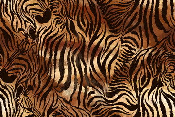 Leopard and zebra pattern design, illustration background, brown leopard and zebra design pattern. Textile print pattern.