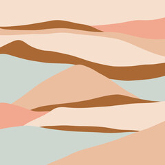 Trendy minimalist abstract Landscape illustrations. Hand drawn modern art poster. Flat design.