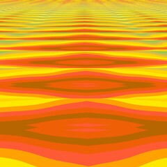 generated wavy bands and stripes in multi-coloured patterns on a bright yellow background