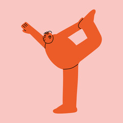 Strange creatures or people with big arms and small heads. Cute disproportionate isolated character, in different poses. Hand drawn vector illustration