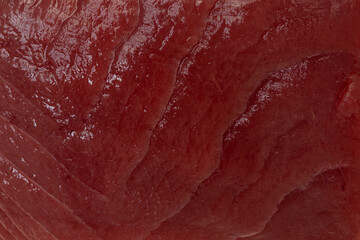 Raw tuna meat closeup macro