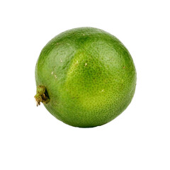 Ripe slice of green lime citrus fruit stand isolated on white background,element of food healthy nutrients and fruit healthy concept