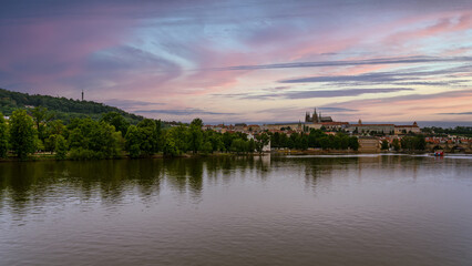 A view of Prague's old Town from the riverbank.