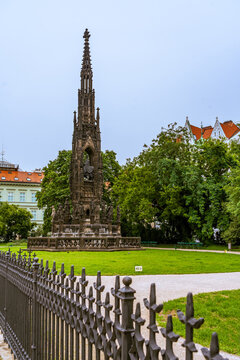 Kranner's Fountain in Prague. Neo-gothic monument